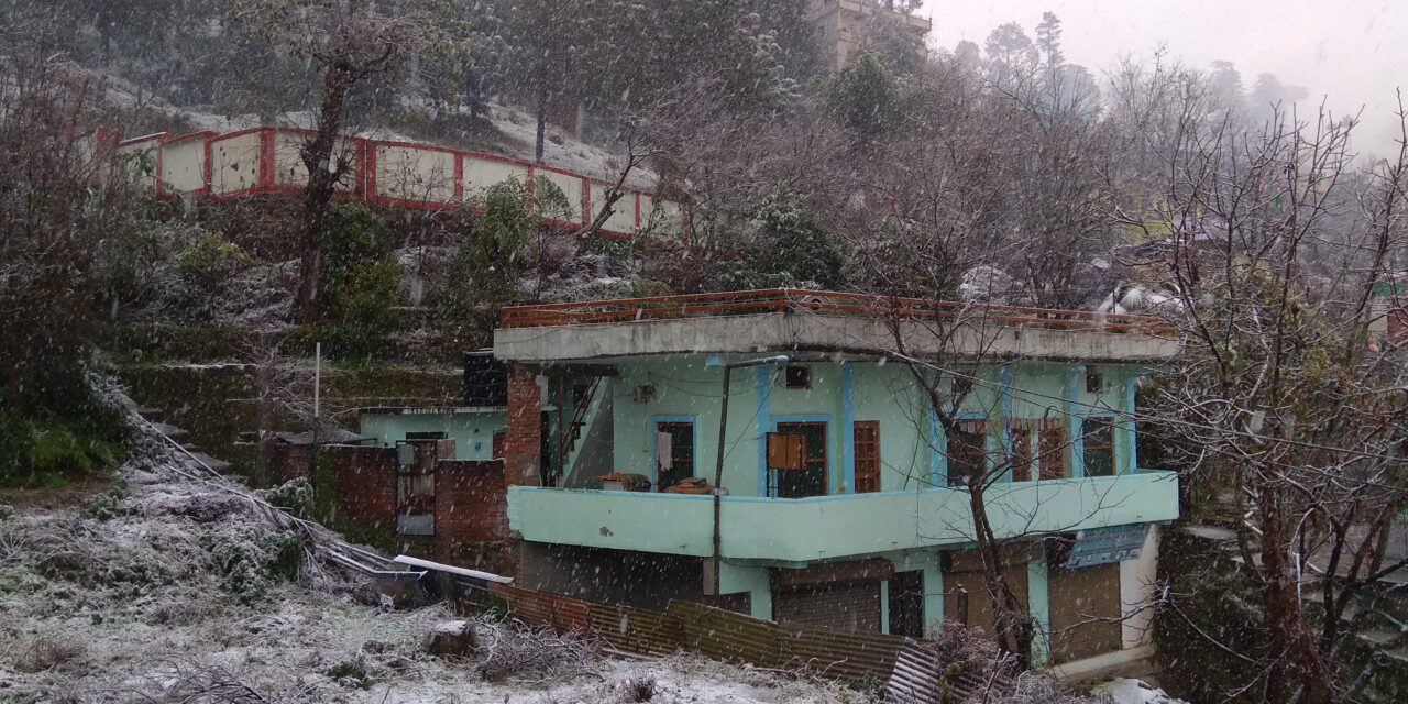 चुनावी गर्म मौसम में बर्फबारी ने की ठंडक, अल्मोड़ा में मौसम का पहला हिमपात।