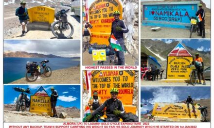 अल्मोड़ा के अजय सिंह ने की पहली बार अकेले साईकिल से 29 दिन में अल्मोड़ा से लेह लद्दाख के खरढुंगला के 5359 मी0 की ऊॅचाई पर पहुॅचने का कीर्तिमान स्थापित