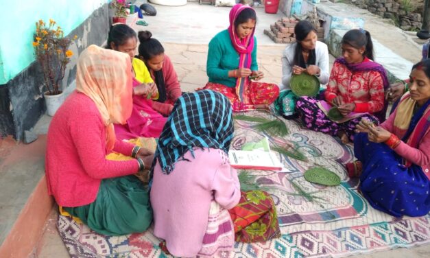 राष्ट्रीय ग्रामीण आजीविका मिशन योजनान्तर्गत मॉ दुर्गा स्वयं सहायता समूह की महिलाओं ने पिरूल से बनाए उत्पाद