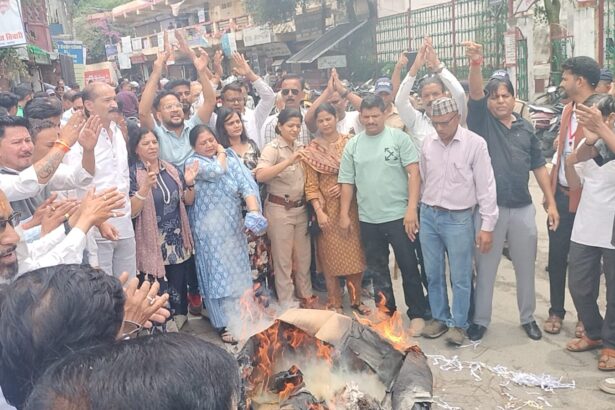 Congress Protests Against Doctors' Transfers in Almora, Burns Effigies of Chief Minister and Health Minister